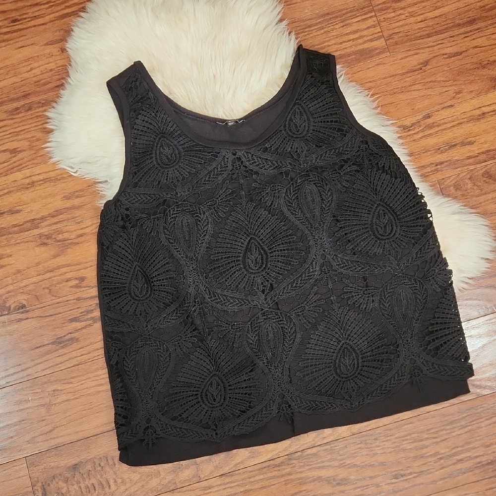 Lane Bryant Black Lace Boho Tank Top